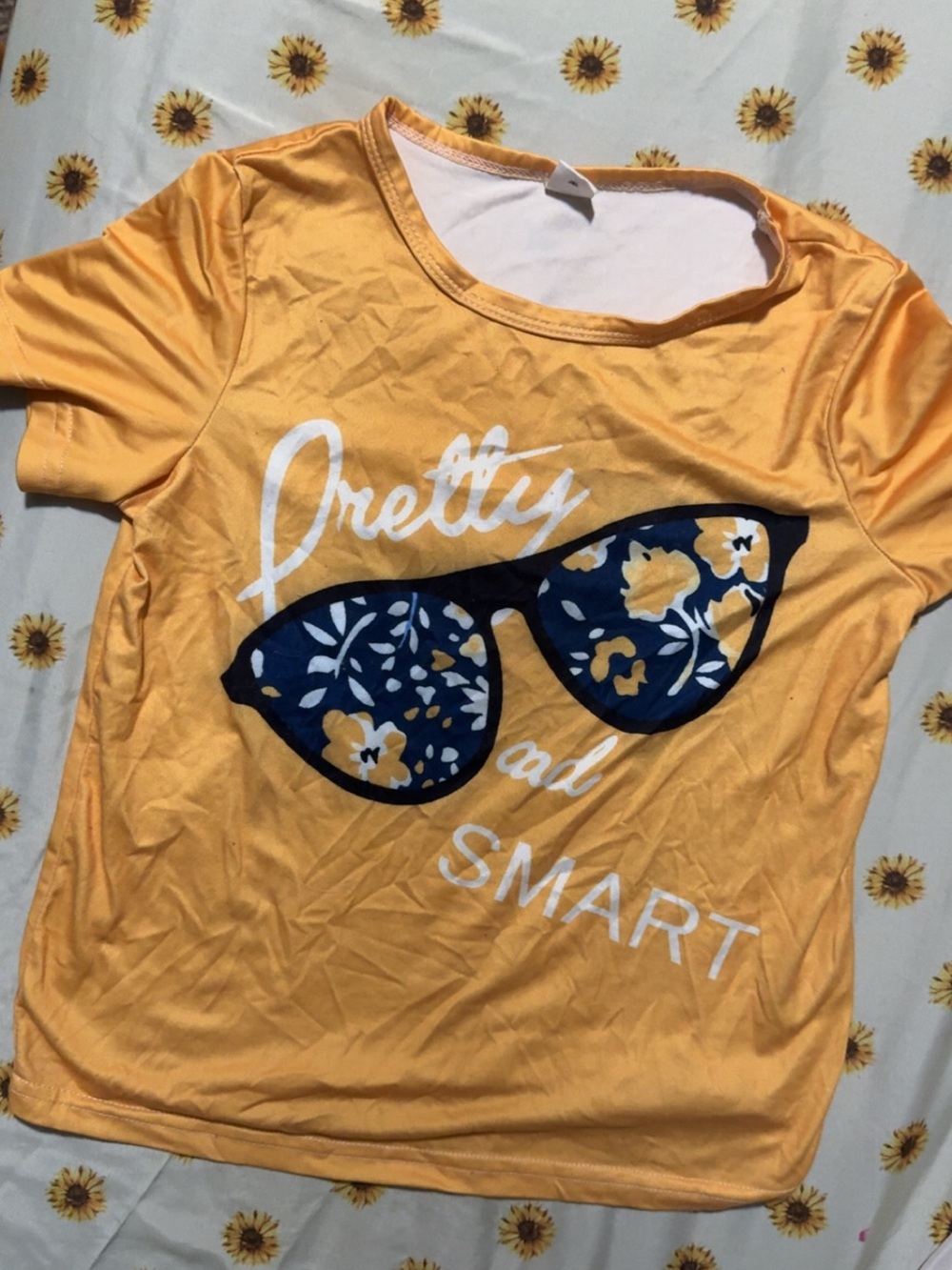 SHEIN Yellow Graphic Tee with Navy Floral Sunnies